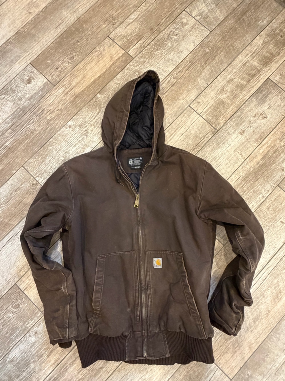 Carhartt Dark Brown Hooded Work Puffer Jacket M